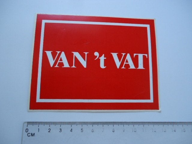 sticker oud VAN T VAT Bier pils horeca cafe bar retro plasti, Verzenden, Zo goed als nieuw, Bedrijf of Vereniging