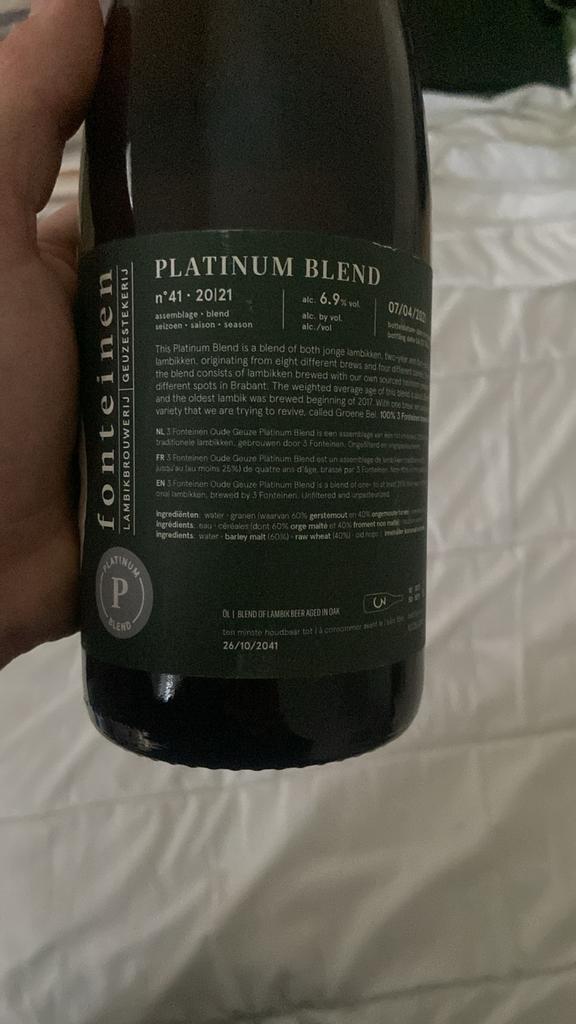 3 Fonteinen Platinum Blend n41 20/21 - Zeldzame Lambiek, Verzamelen, Biermerken, Nieuw, Flesje(s), Overige merken, Verzenden