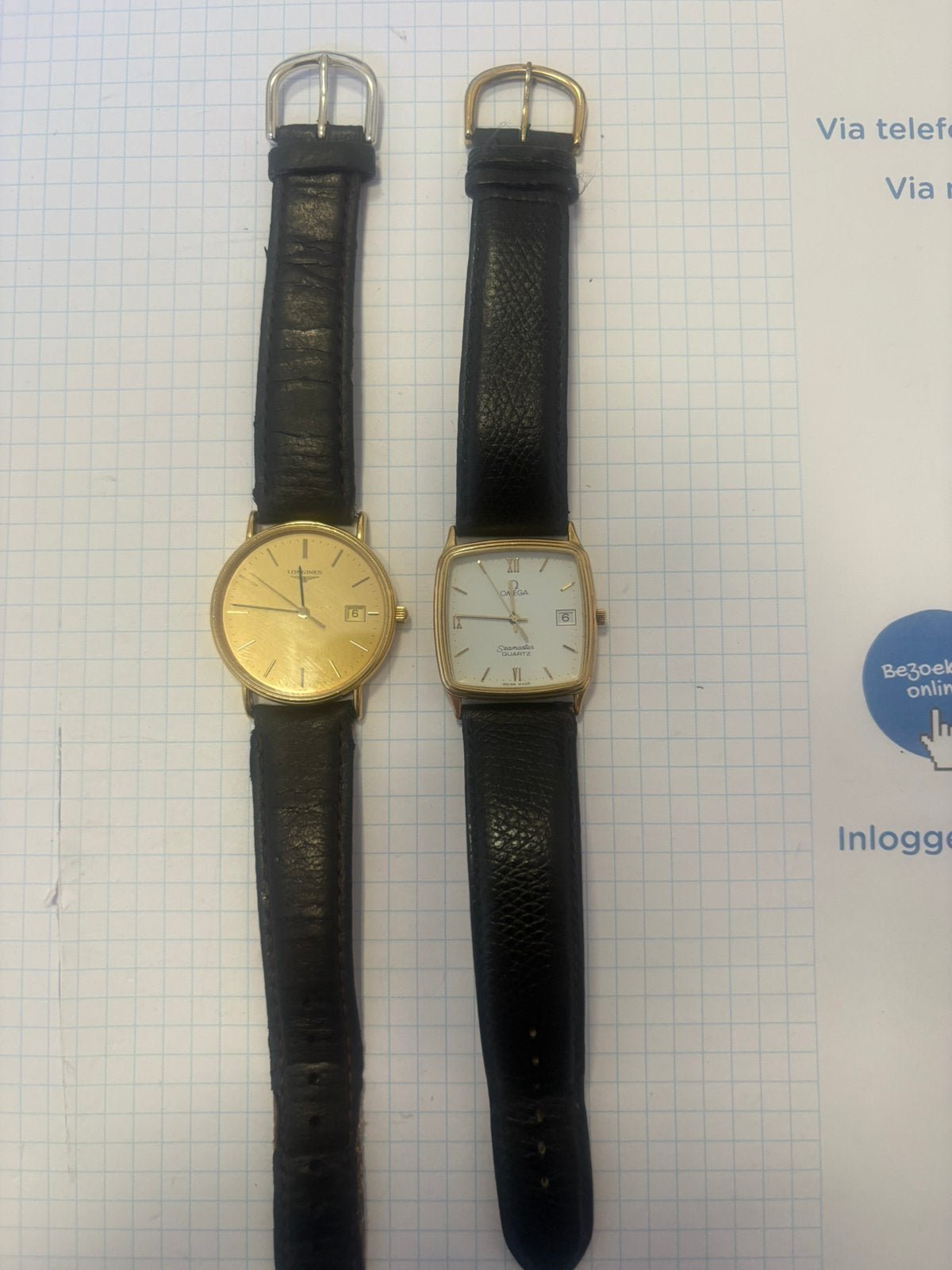 2 vintage horloges: omega seamaster en longines la granda, Ophalen of Verzenden, Staal, Omega, 1960 of later