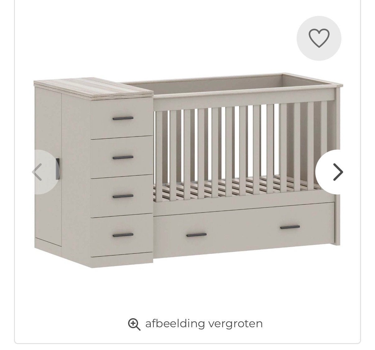 Babybed met lades en commode - clay, Zo goed als nieuw, Grijs, Hout, Eenpersoons