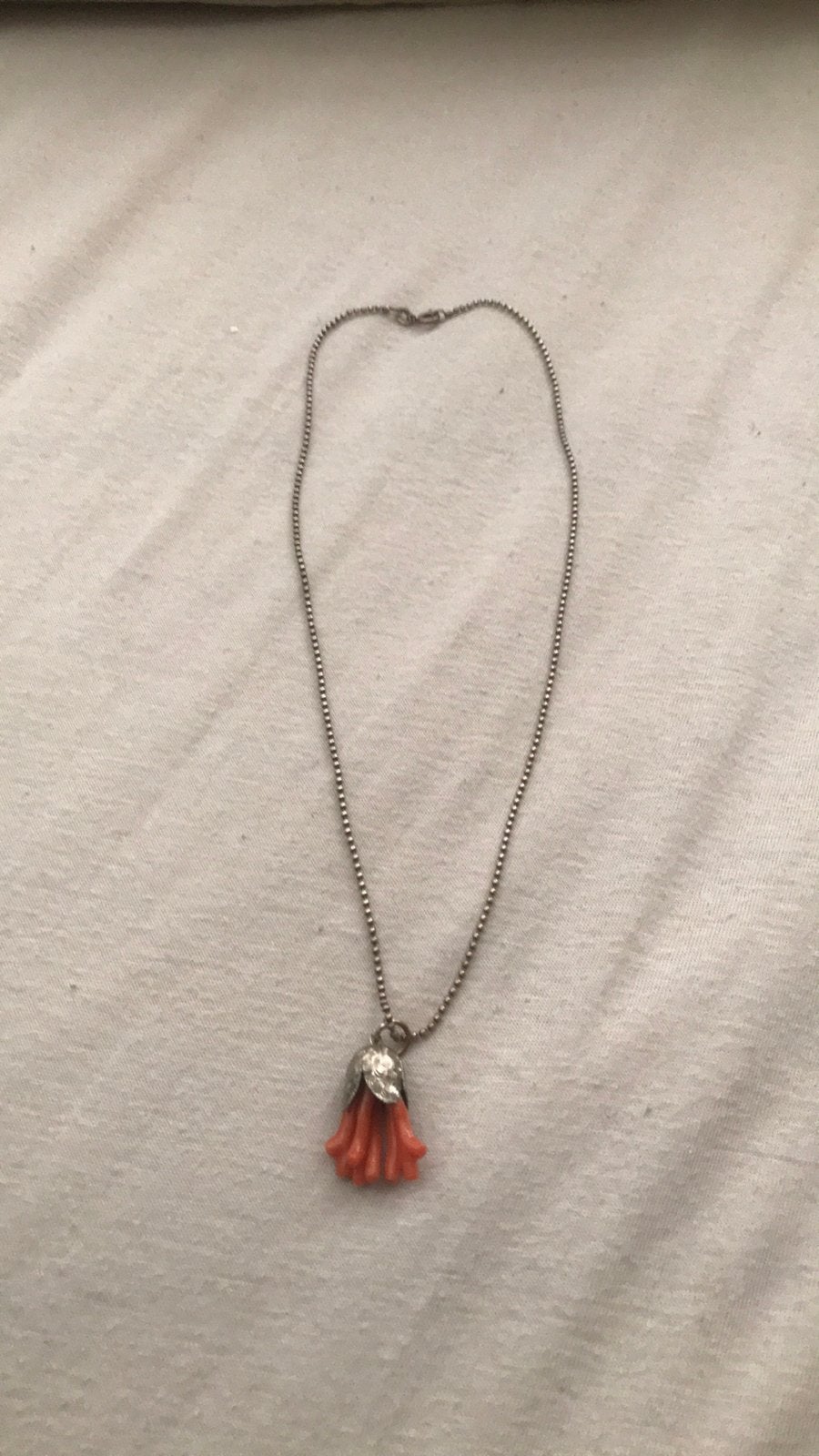 Bloedkoraal in zilver, ketting, Ophalen of Verzenden, Zilver, Ketting