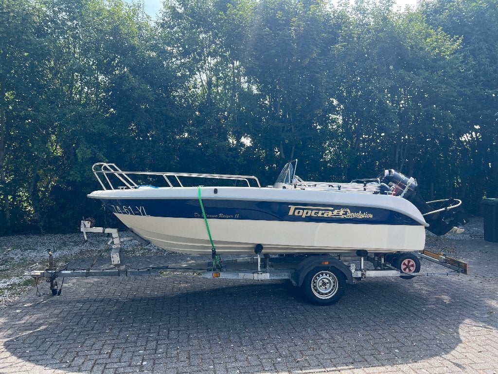 Te koop zeer complete Topcraft Revolution 460 consoleboot, Gebruikt, Viertaktmotor, 5 m, 2 m