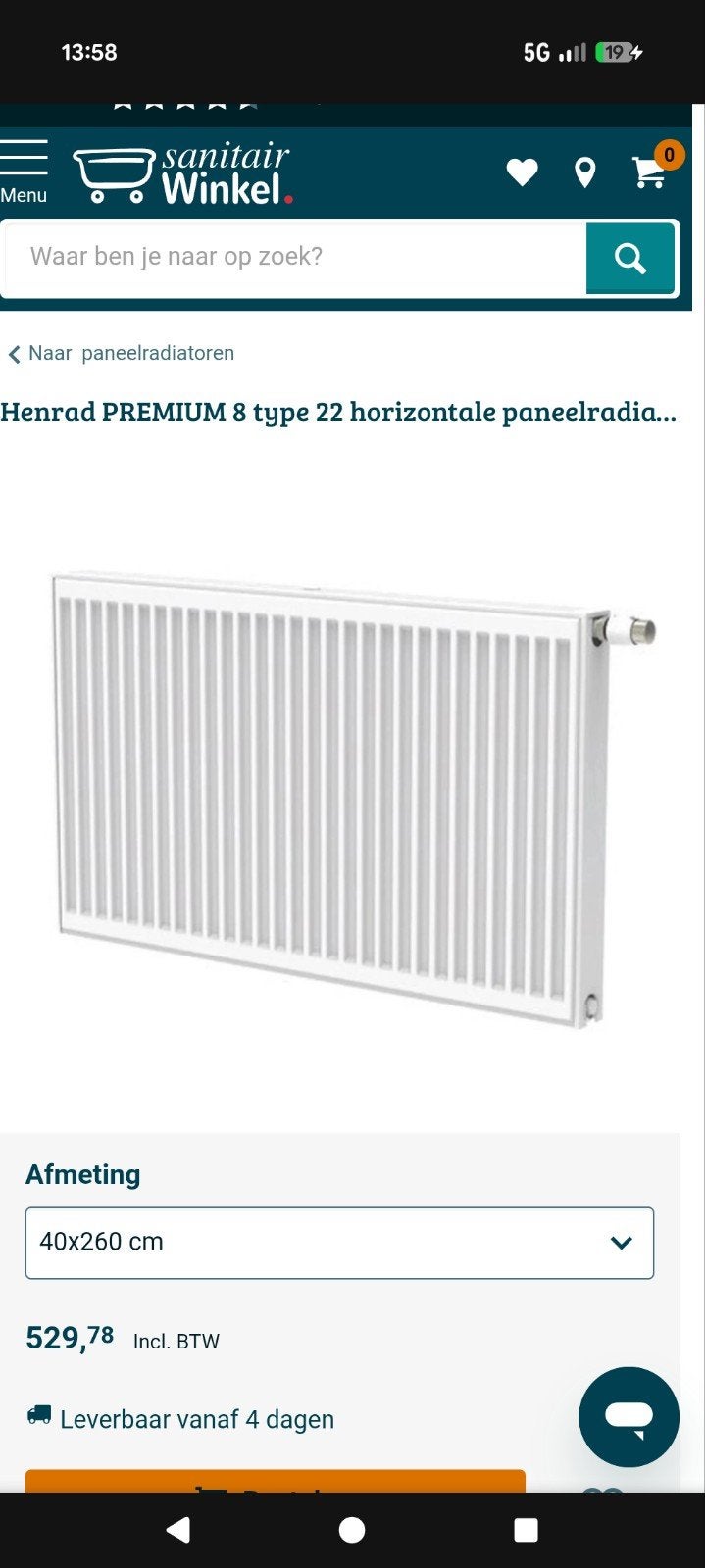 Nieuwe Henrad Premium 8 Radiator 260x40cm - Type 22, Doe-het-zelf en Verbouw, Verwarming en Radiatoren, Ophalen, 30 tot 80 cm