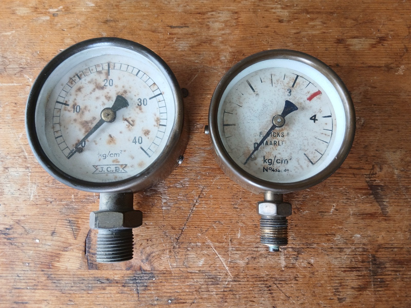 Messing Antieke manometers startlucht en oliedruk opduwer, Watersport en Boten, Ophalen of Verzenden