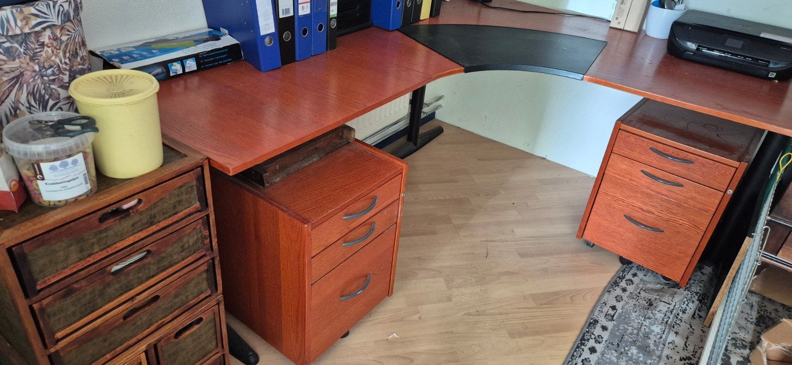 gratis hoekbureau met ladeblokken - 200x160x50 cm, Huis en Inrichting, Bureaus, Ophalen, Met lades, Gebruikt, Hout