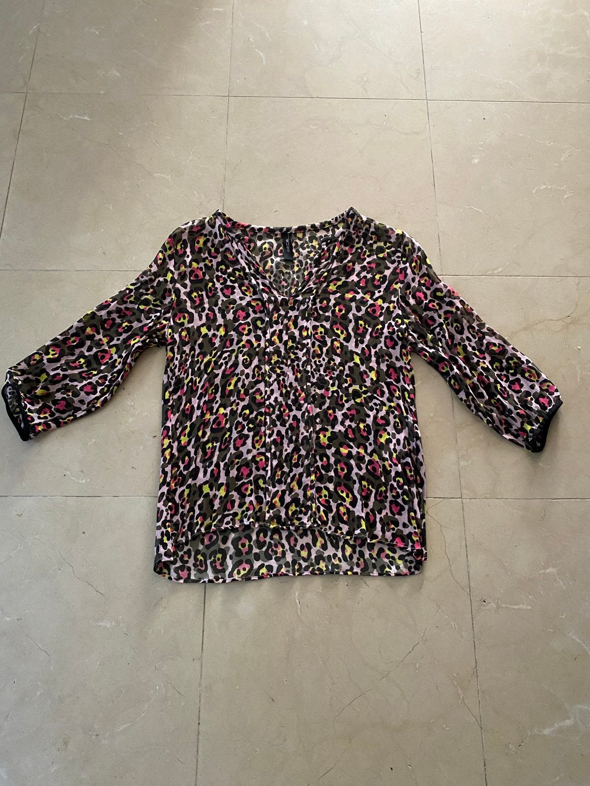 Marccain / Marc Cain Blouse met Luipaardprint N1, Verzenden, Zo goed als nieuw, Maat 36 (S), Meerkleurig