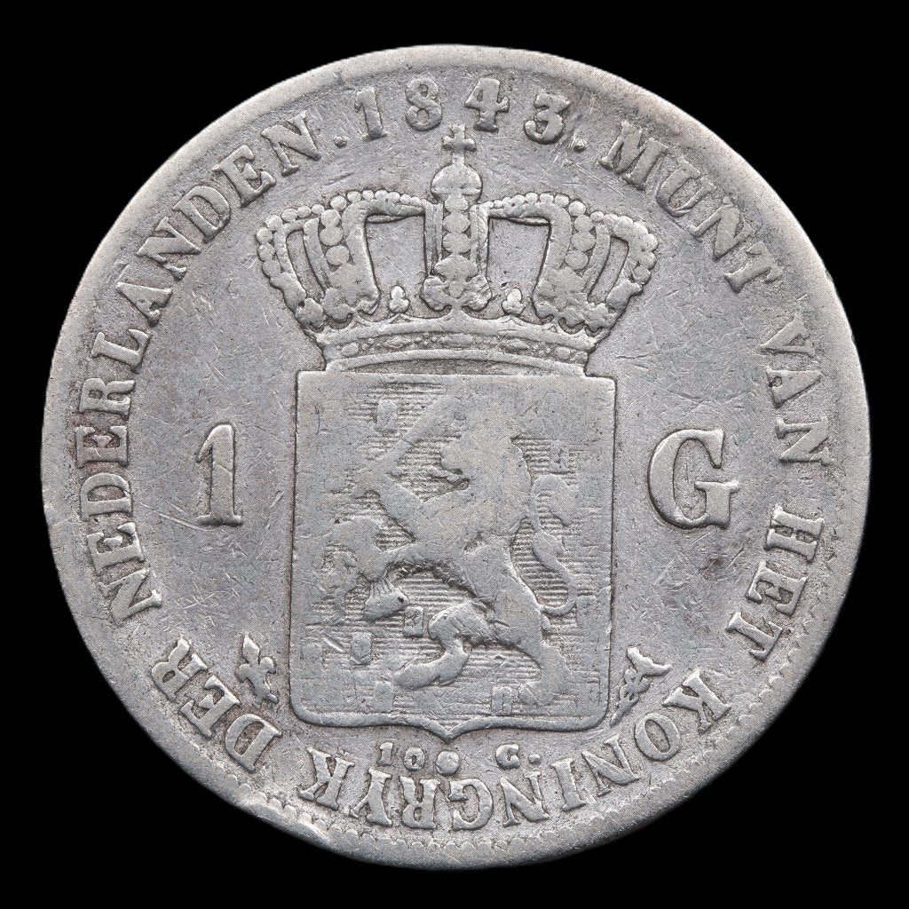 Gulden 1843. Fr., 1 gulden, Zilver, Ophalen of Verzenden, Losse munt