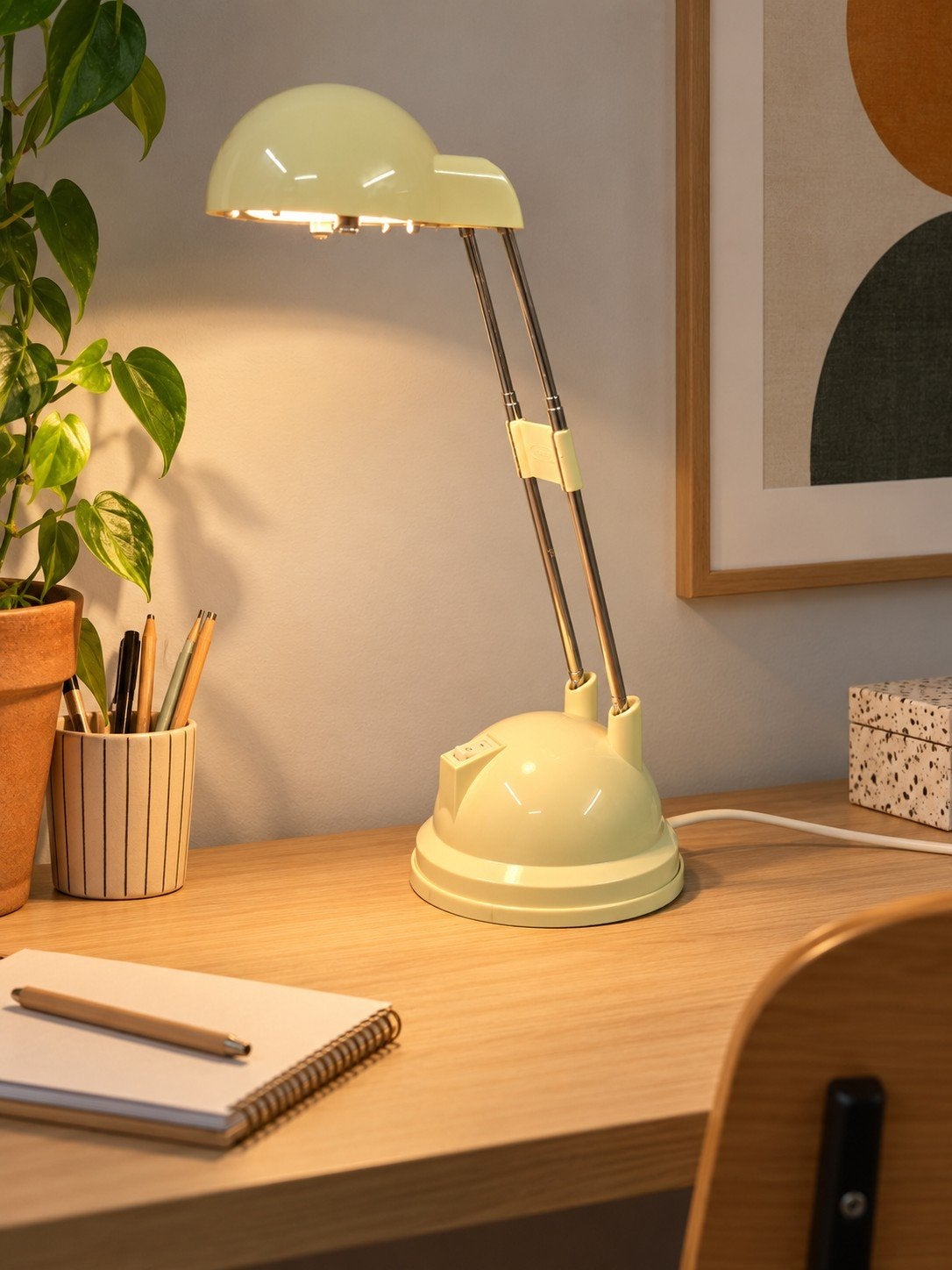 Vintage IKEA bureaulamp - Retro design crème/chroom, Huis en Inrichting, Sba@, Sba, Kunststof, 1103bg
