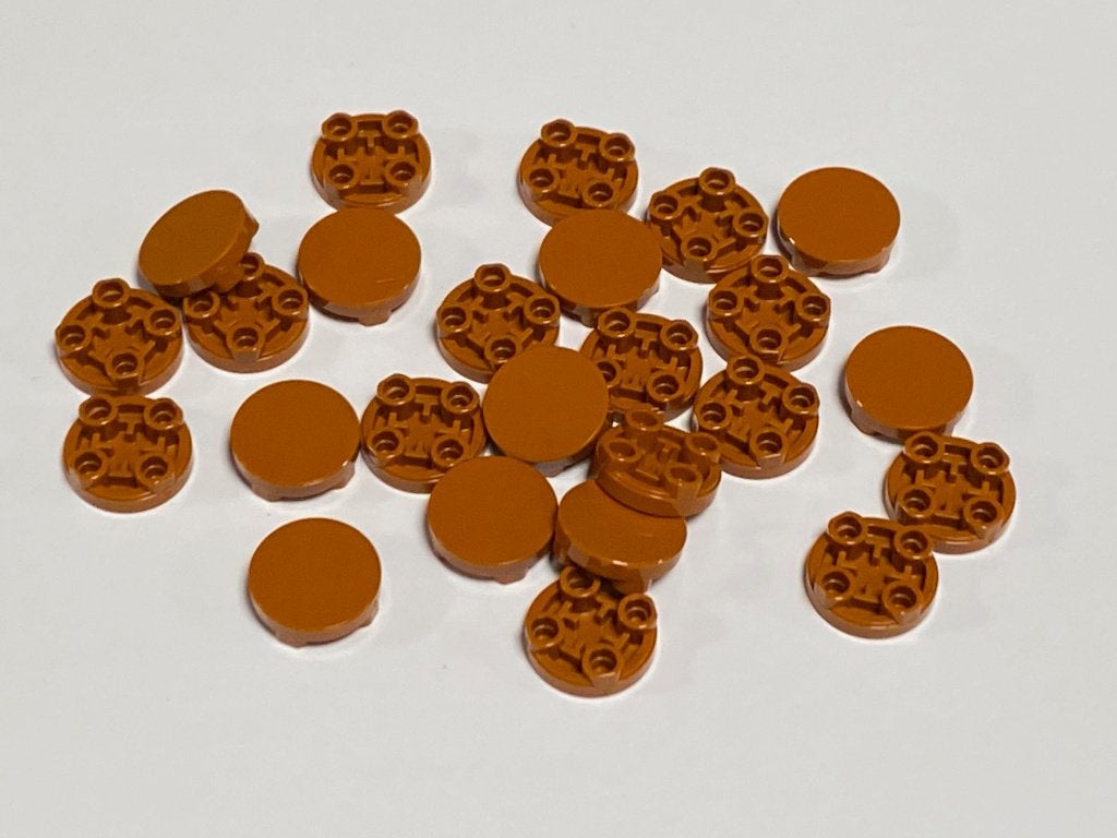 Partij 25x nieuwe 2x2 ronde omgekeerde donker oranje tegels