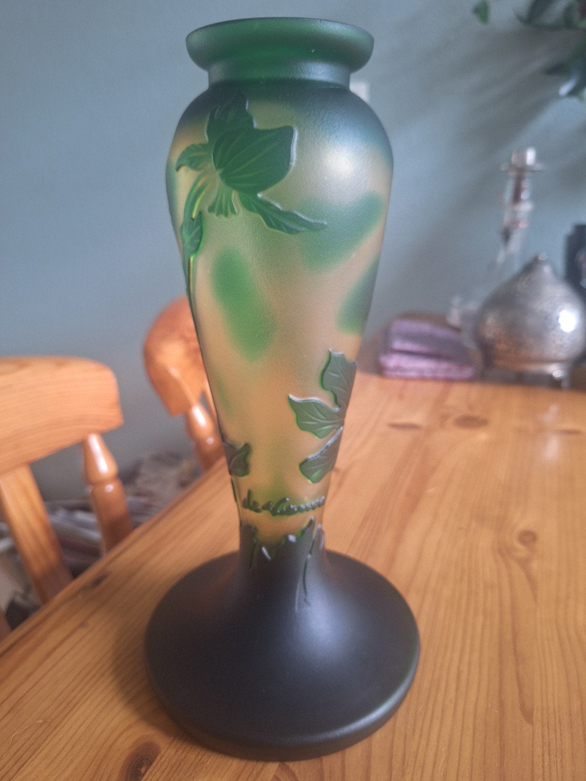 De Vianne cameo vaas groen Art Nouveau, Antiek en Kunst, Antiek | Glas en Kristal, Ophalen of Verzenden