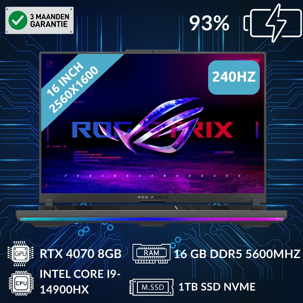 ASUS ROG Strix G16 (RTX 4070 & i9-14900HX), Ophalen of Verzenden, Zo goed als nieuw, Gaming, 1 TB