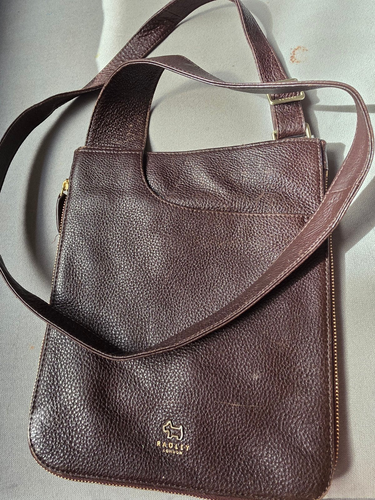Bruine leren Radley London heuptas / crossbody tas, Ophalen of Verzenden, Gebruikt, Bruin, Schoudertasje