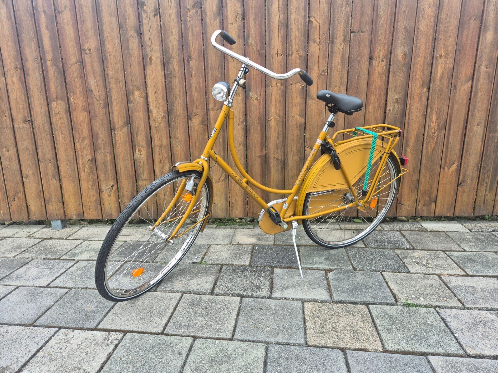 Gele damesfiets met terugtraprem en bagagedrager, Fietsen en Brommers, Terugtraprem, Ophalen, Overige merken, 53 tot 56 cm