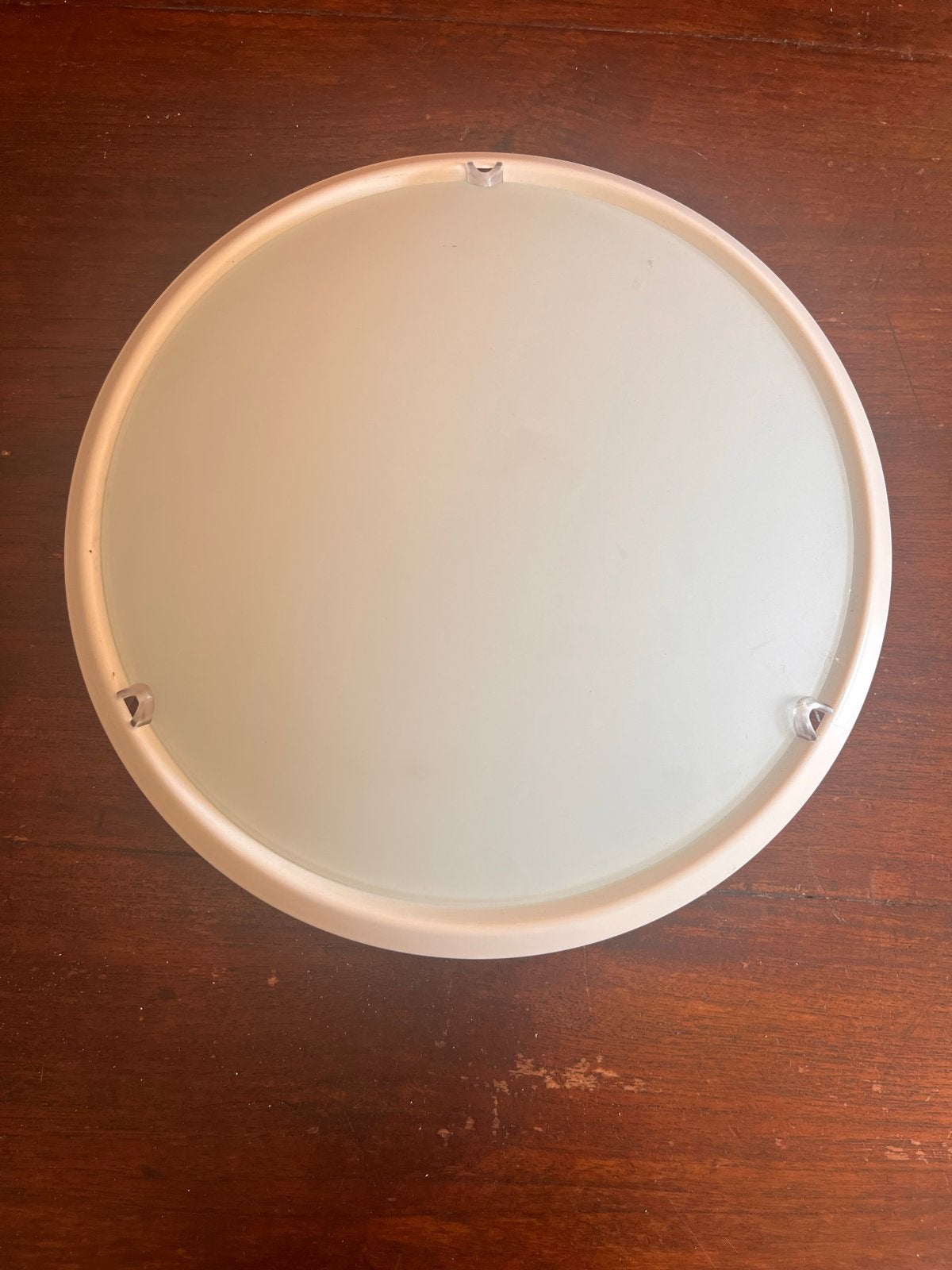 Witte plafondlamp met melkglazen kap - Diameter 26 cm, Ophalen, Gebruikt, Glas, Wit