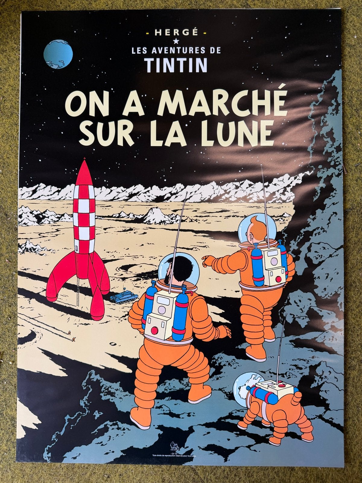 Kuifje Poster 50x70 CM - On a marché sur la Lune Moulinsart, Rechthoekig Staand, Nieuw, Ophalen of Verzenden, A1 t/m A3