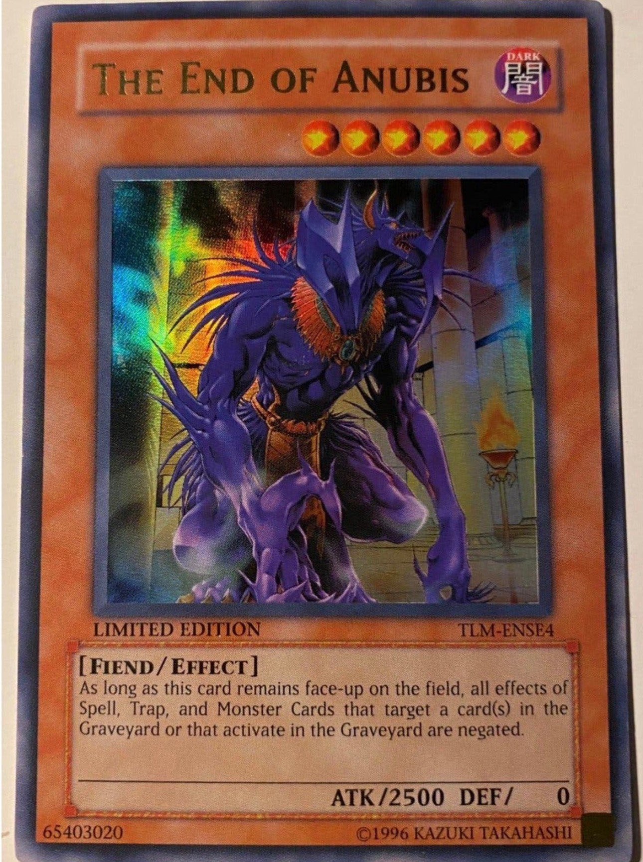 Yu-Gi-Oh! The End of Anubis TLM Limited Edition !, Ophalen of Verzenden, Zo goed als nieuw, Losse kaart, Foil