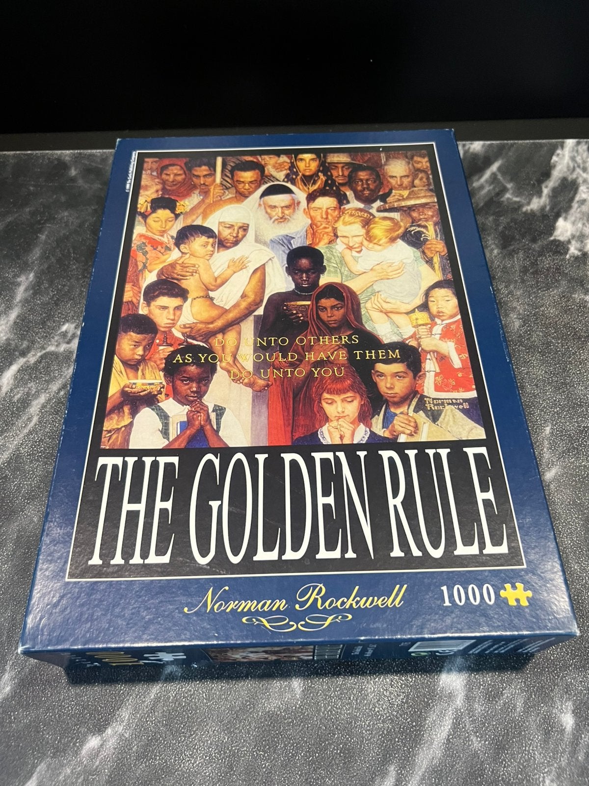 Puzzel Norman Rockwell The Golden Rule 1000 stukjes, Ophalen of Verzenden, 500 t/m 1500 stukjes, Zo goed als nieuw