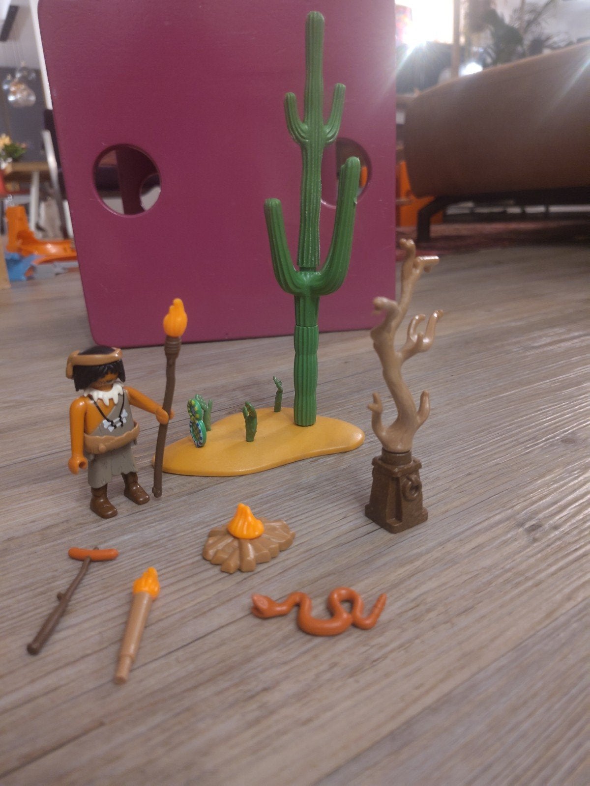 Playmobil Indiaan met kampvuur en cactus, Gebruikt, Complete set, Figuren, Historisch