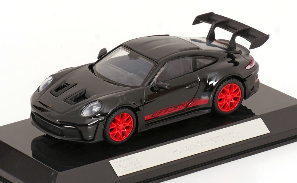 Porsche 911 GT3 RS 2023 Zwart / Rood 1-43 Burago, Hobby en Vrije tijd, Modelauto's | 1:43, Overige merken, Tschuiten@hotmail.com
