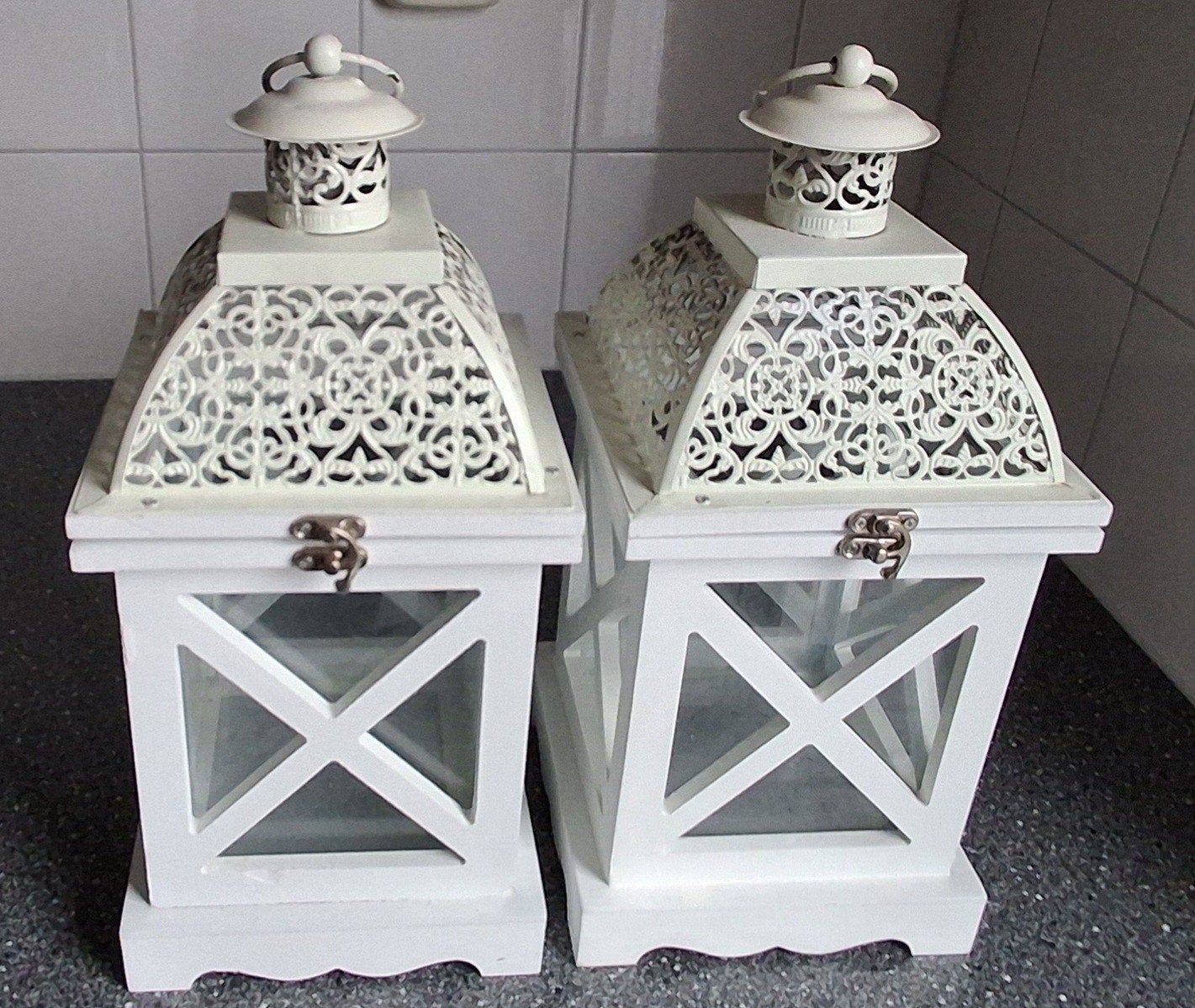 2 Lantaarns / windlichten., Ophalen, Gebruikt, Overige materialen, 25 tot 50 cm