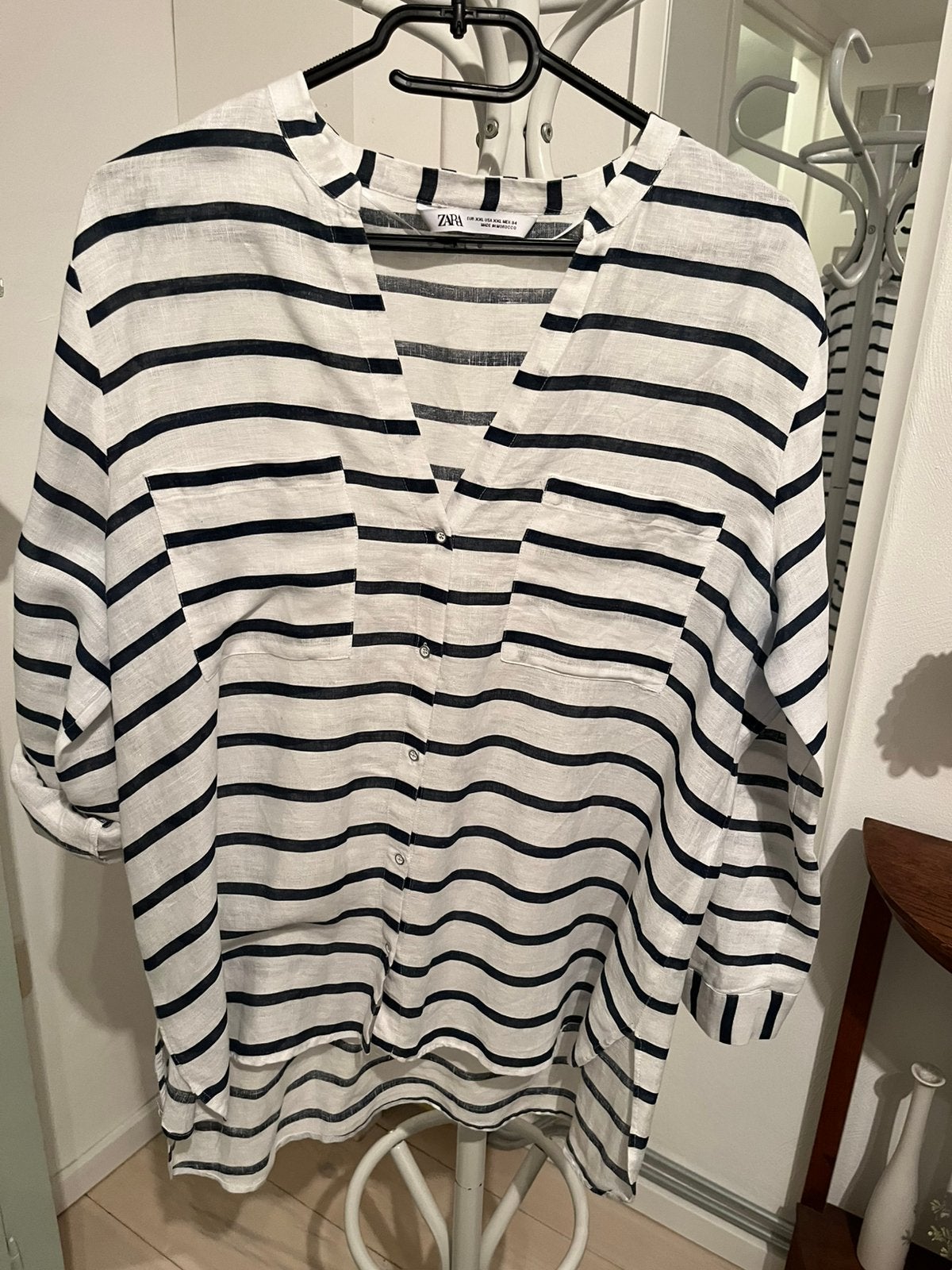Streep blouse Zara, Blauw, Zara, Maat 42/44 (L), Ophalen of Verzenden