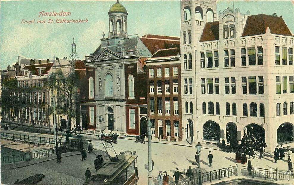 304-226-043 Amsterdam Singel met St Catharinakerk, Verzenden, Voor 1920, Noord-Holland