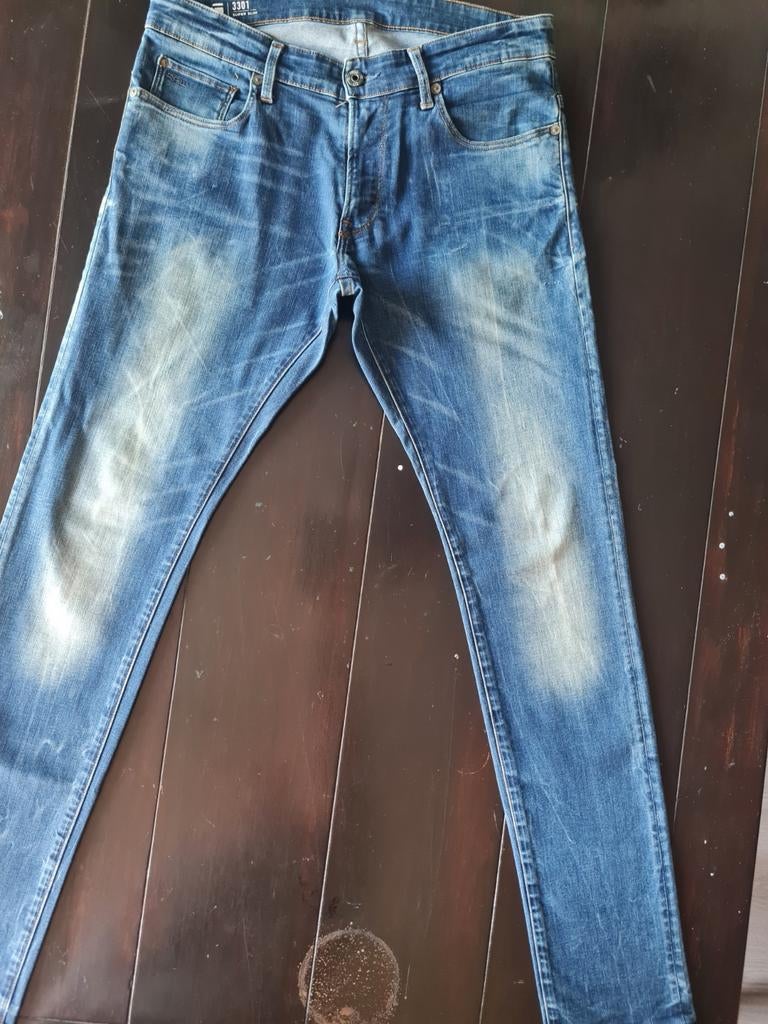 ZGAN G STAR RAW 3301 SUPERSLIM STRETCH JEANS SIZE 31/32!!, Blauw, W32 (confectie 46) of kleiner, Ophalen of Verzenden, Zo goed als nieuw