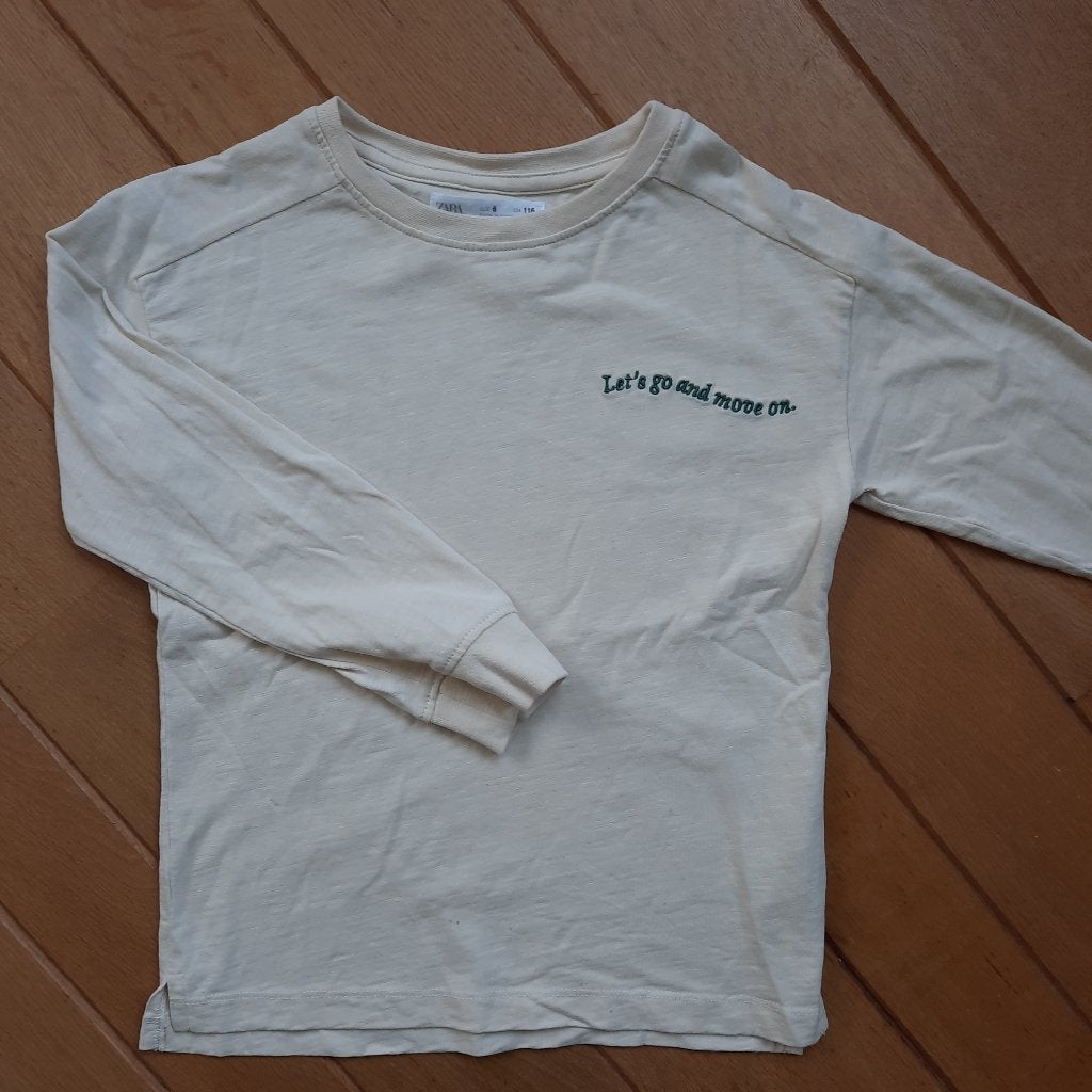 ZARA t- shirt lange mouw beige maat 116, Meisje, Ophalen of Verzenden, Zo goed als nieuw, Zara