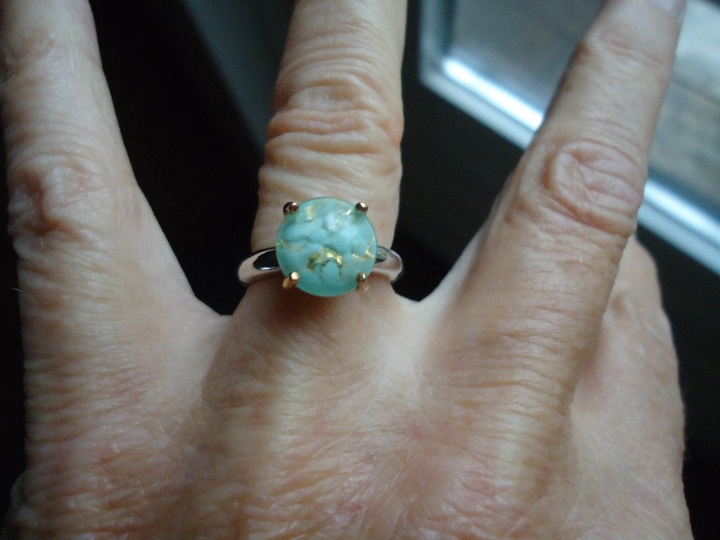 mooie echt zilveren tisento ring met groenige steen mt 16, Ophalen of Verzenden, Dame, Zilver, Zilver