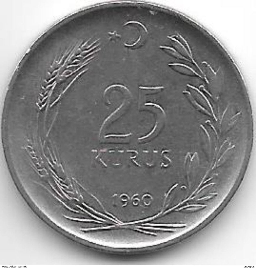 turkye 25 kurus 1960 km 892.2 xf+, Verzenden, Midden-Oosten, Losse munt