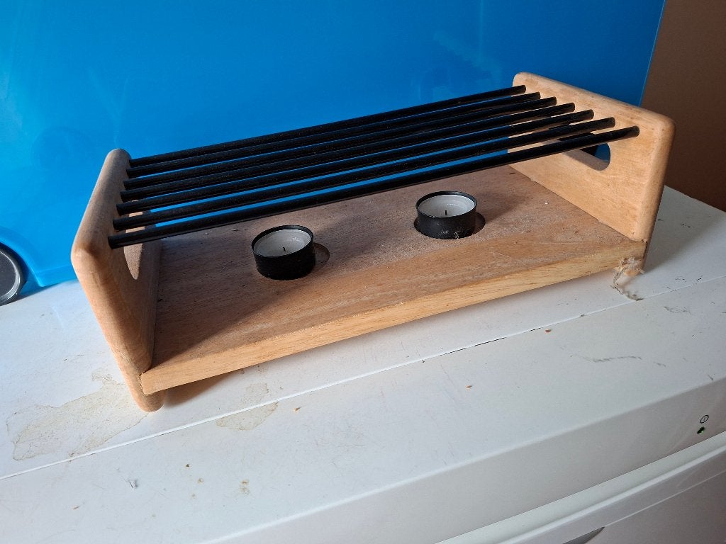 houten rek met 2 waxinelichtjes, Ophalen of Verzenden