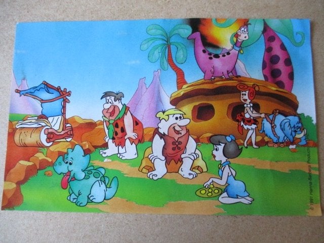 adv10652 flintstones prent, Ophalen, Overige figuren, Gebruikt, Plaatje, Poster of Sticker