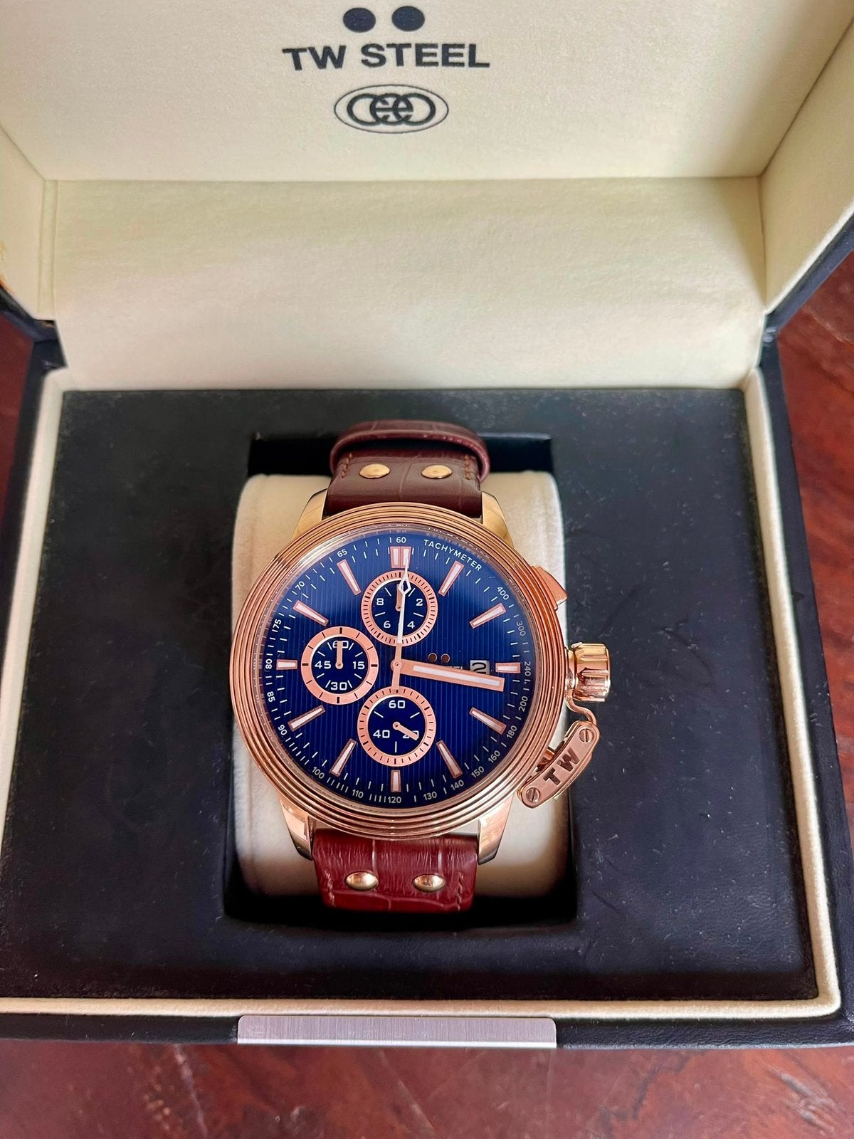 Nieuwe TW Steel CE7018 CEO Adesso chronograaf, Ophalen, Zo goed als nieuw, Leer, Overige merken