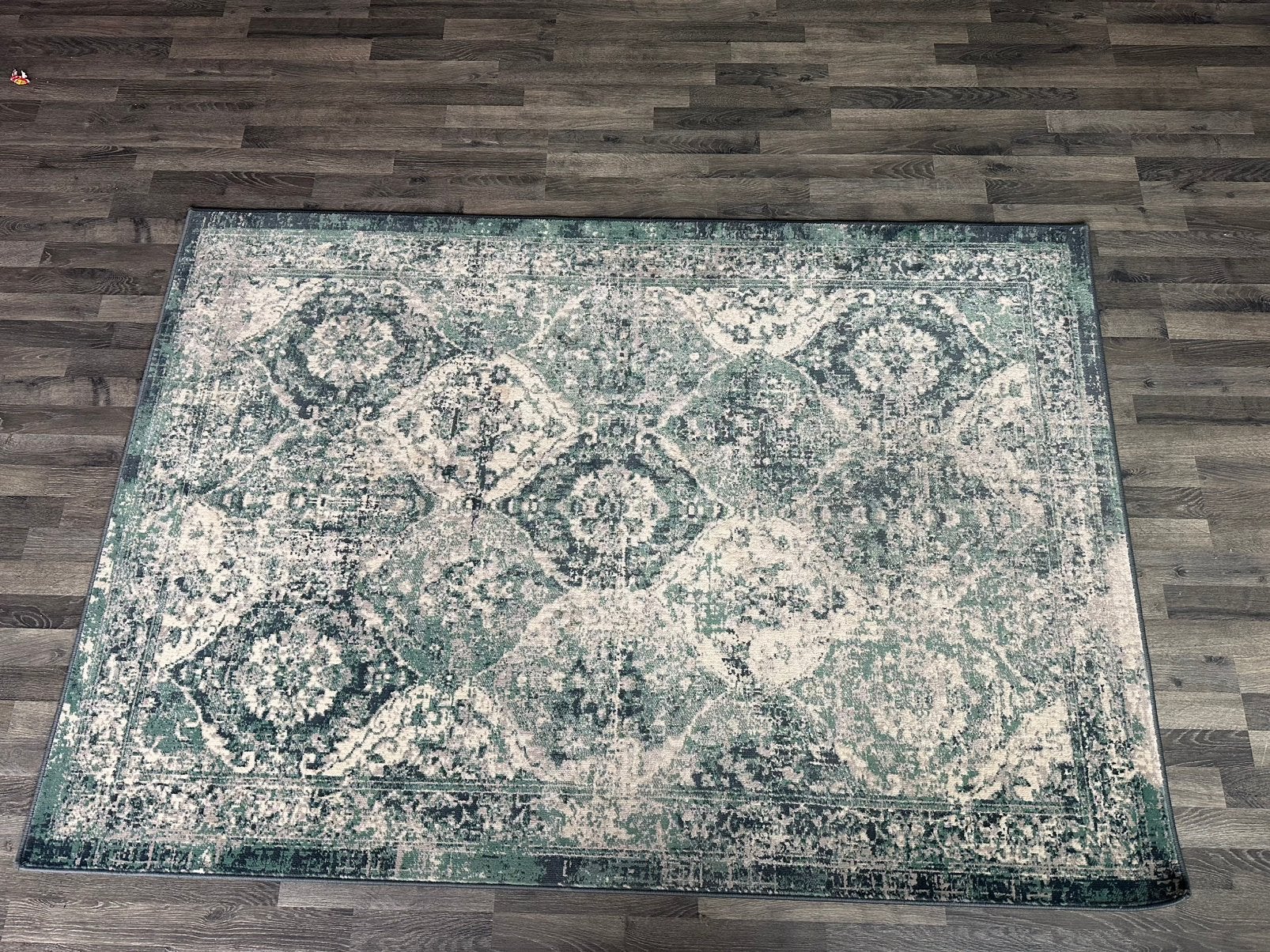 IKEA VONSBÄK tapijt, groen/wit, 133x195 cm, Ophalen, 100 tot 150 cm, Zo goed als nieuw, 150 tot 200 cm