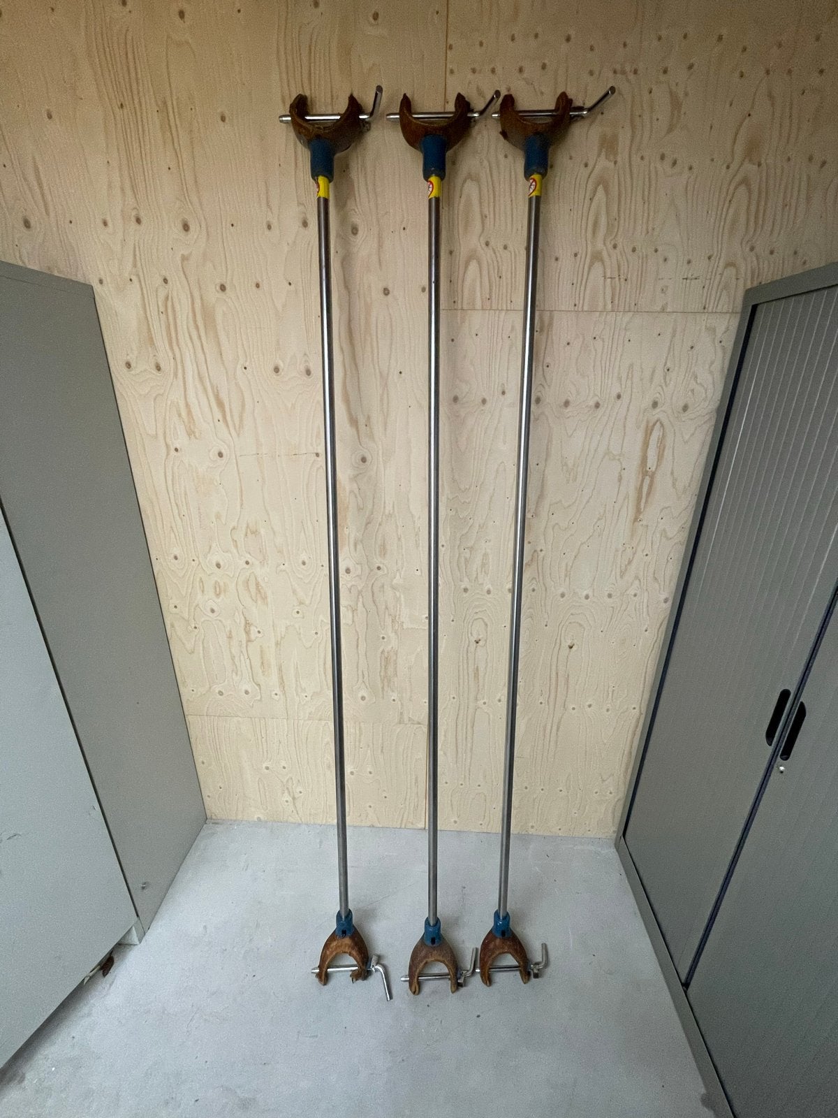 Vintage RVS rekstokken - 240cm totaal, 200cm tussen houders, Ophalen, Gebruikt, Materiaal