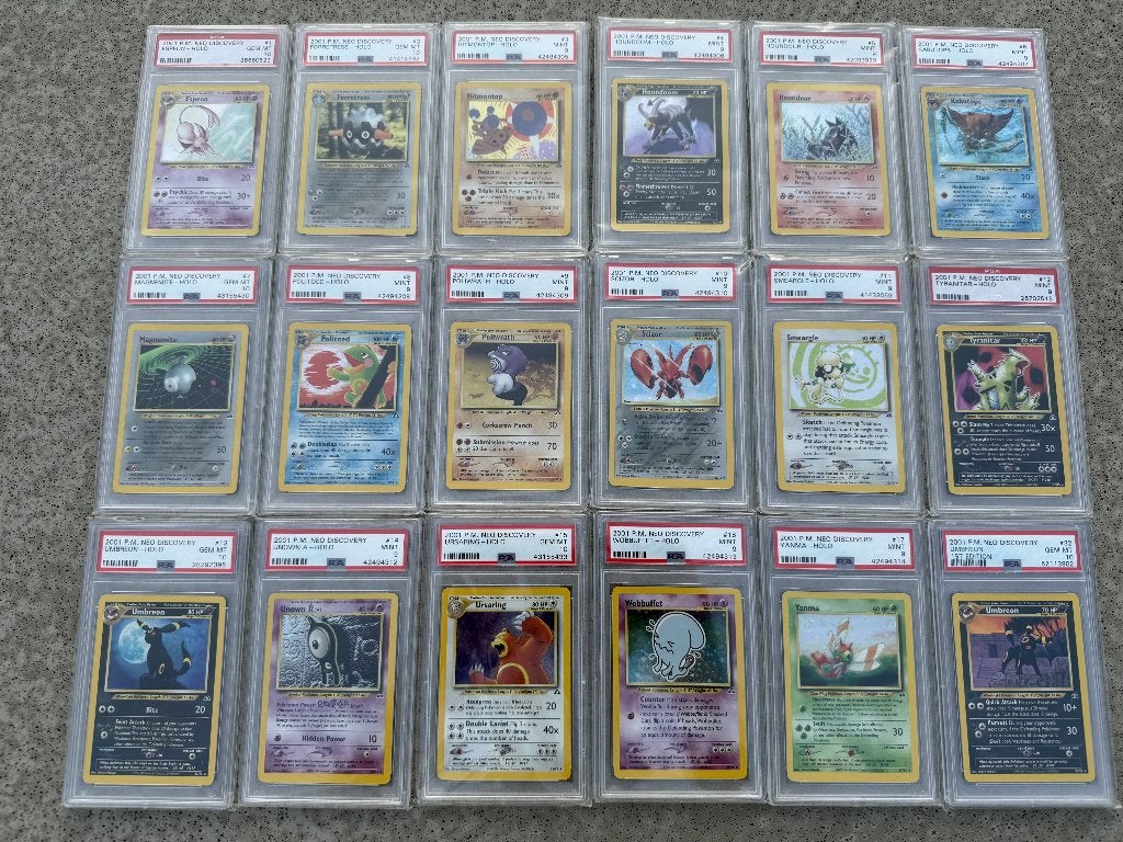 Pokémon Neo Discovery COMPLETE Holo Set PSA 9/10, Ophalen, Zo goed als nieuw, Meerdere kaarten, Foil