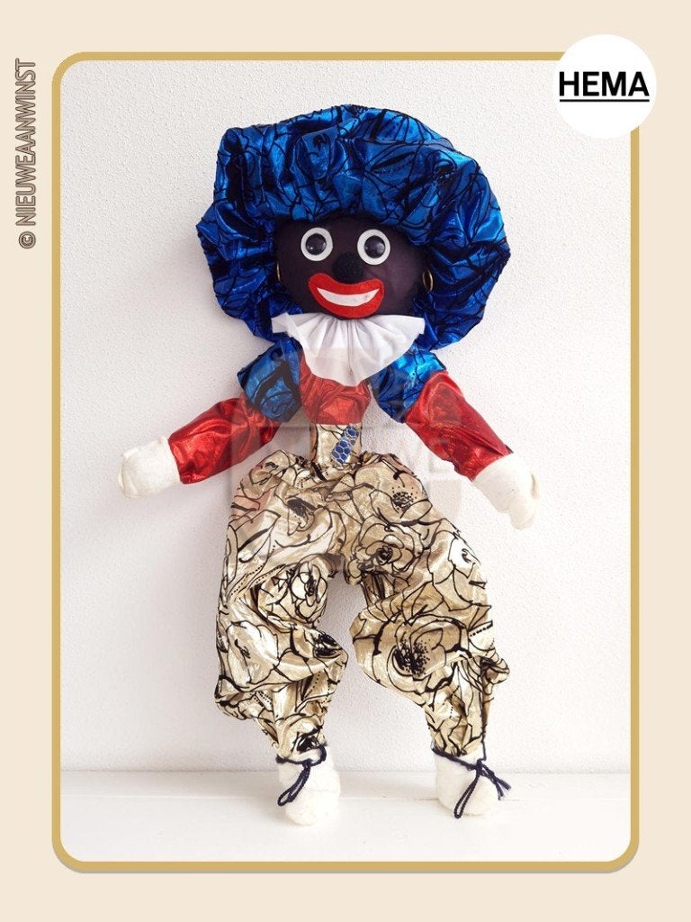 Nostalgische HEMA etalage Piet pop - 80cm, blauw/rood/goud, Diversen, Verzenden, Gebruikt