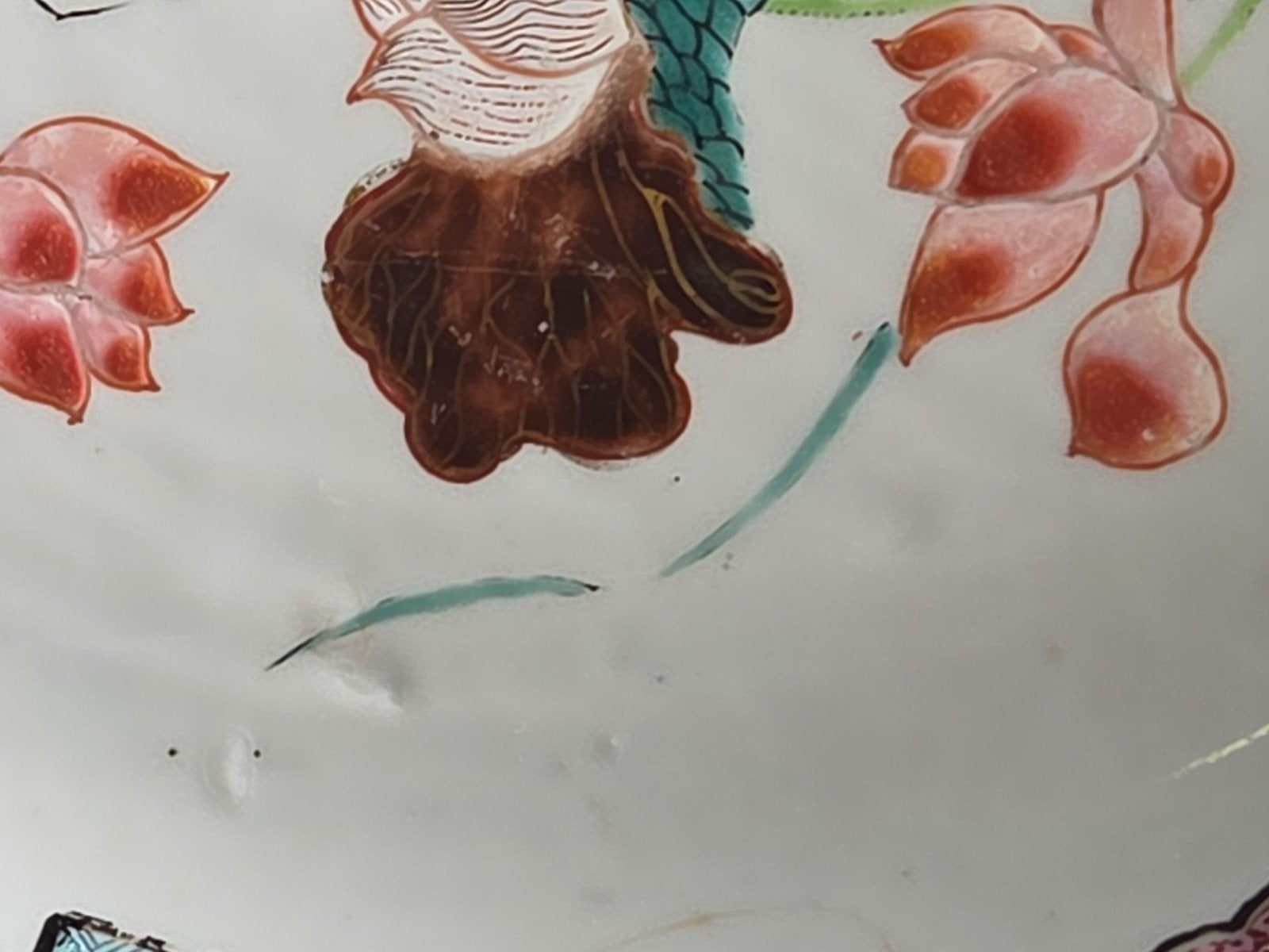achthoekig Chinees porseleinen bord Qianlong famille rose, Antiek en Kunst, Ophalen of Verzenden
