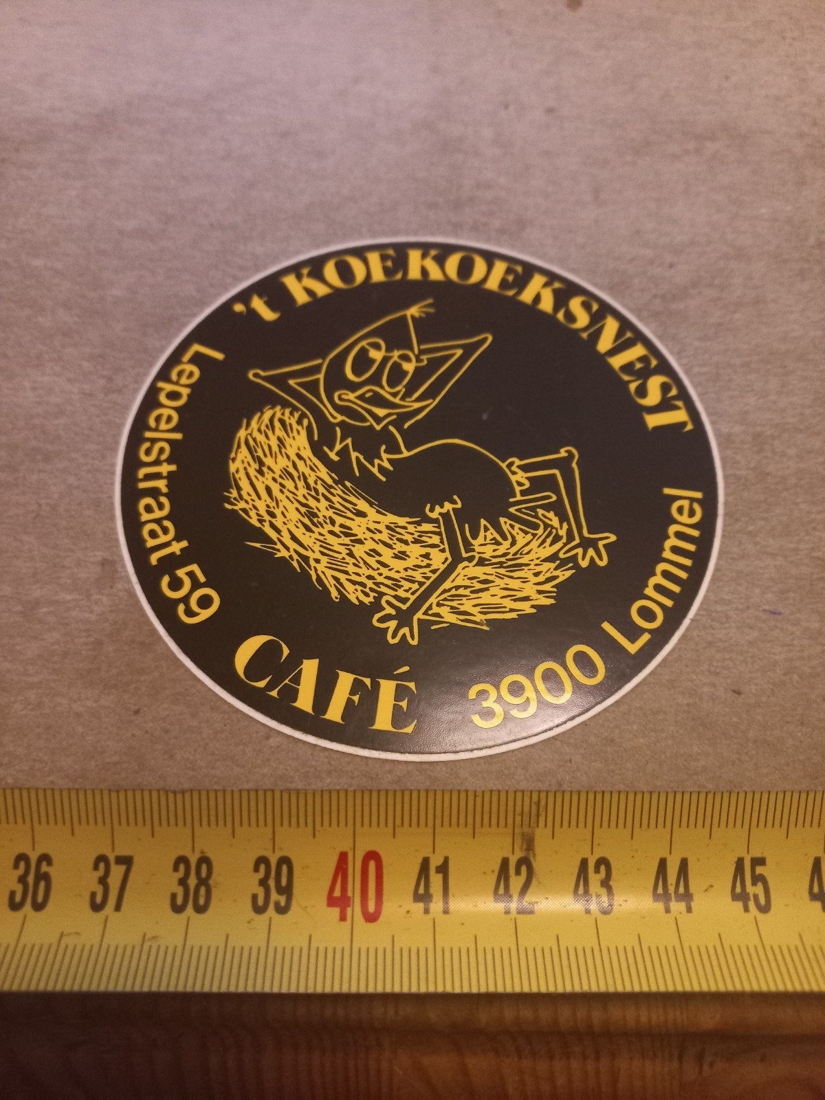 Vintage 't Koekoeksnest Café Sticker Lommel, Ophalen of Verzenden, Gebruikt, Bedrijf of Vereniging