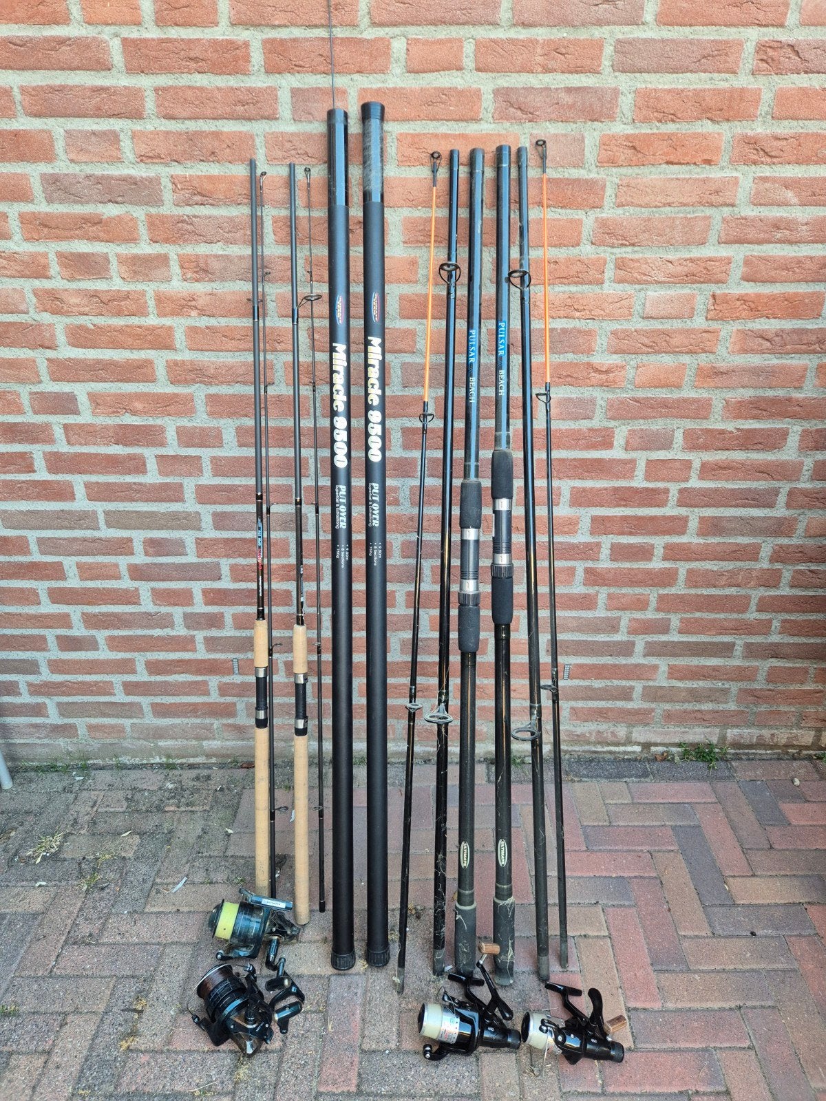 Diverse vishengels en molens - Complete set, Ophalen, Gebruikt, Complete hengel