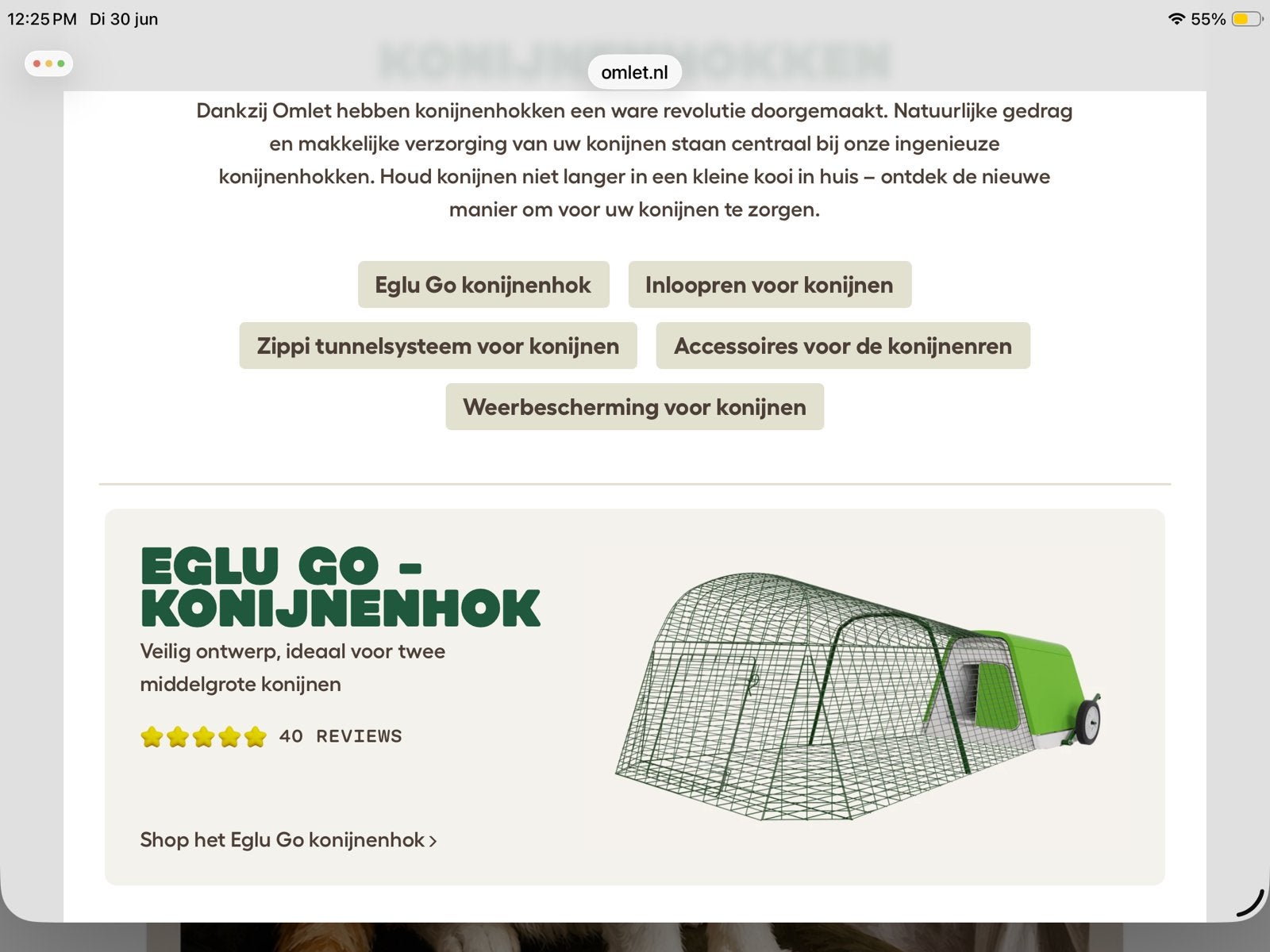 Omlet ren voor EGLU, Dieren en Toebehoren, 110 cm of meer, Zo goed als nieuw, Ren, Ophalen