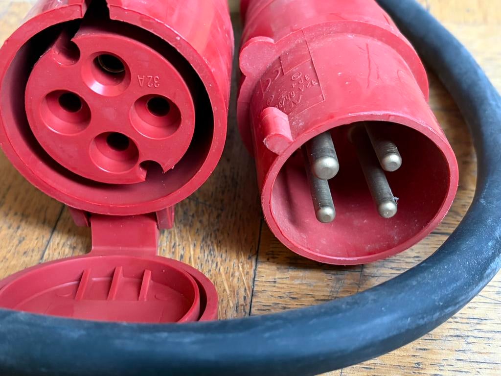 4G6mm² 25m 32A krachtstroom verlengkabel, Ophalen, Zo goed als nieuw, Kabel of Snoer
