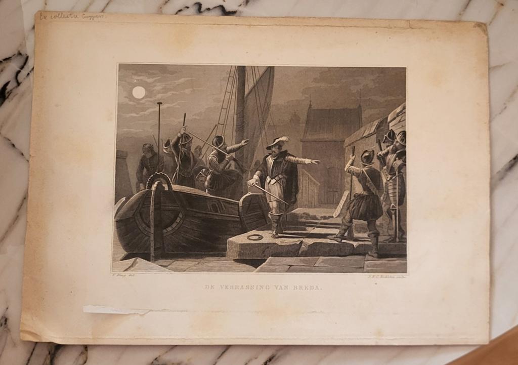 Antieke prent 1590/1857 De Verrassing van Breda - Coll. Cuyp, Ophalen of Verzenden