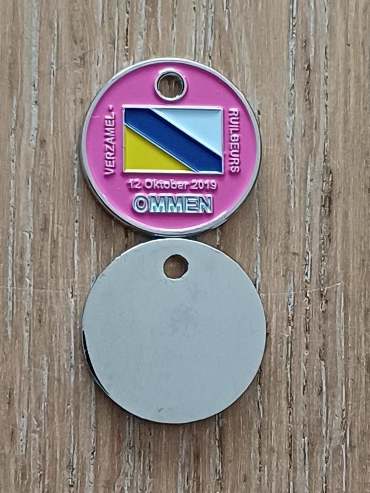 winkelwagenmuntje winkelwagenmunt beurs Ommen 12 okt. 2019, Ophalen of Verzenden