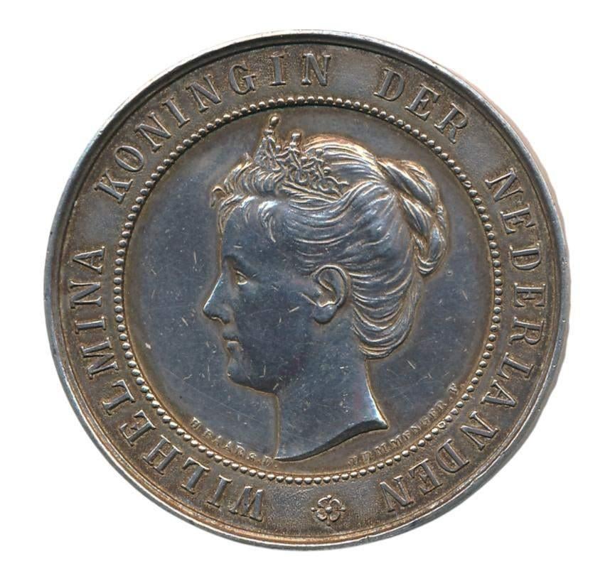 Nederland Zilveren Koningin Wilhelmina penning ca. 1898 Prac