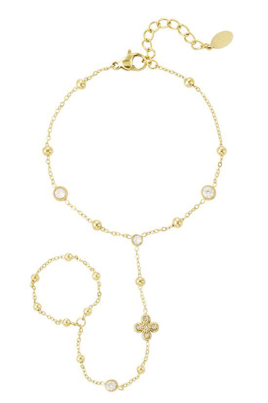 Moederdag Bloemen armband goud - stainless steel dames, Goudlief, Staal, Nieuw, Ophalen of Verzenden