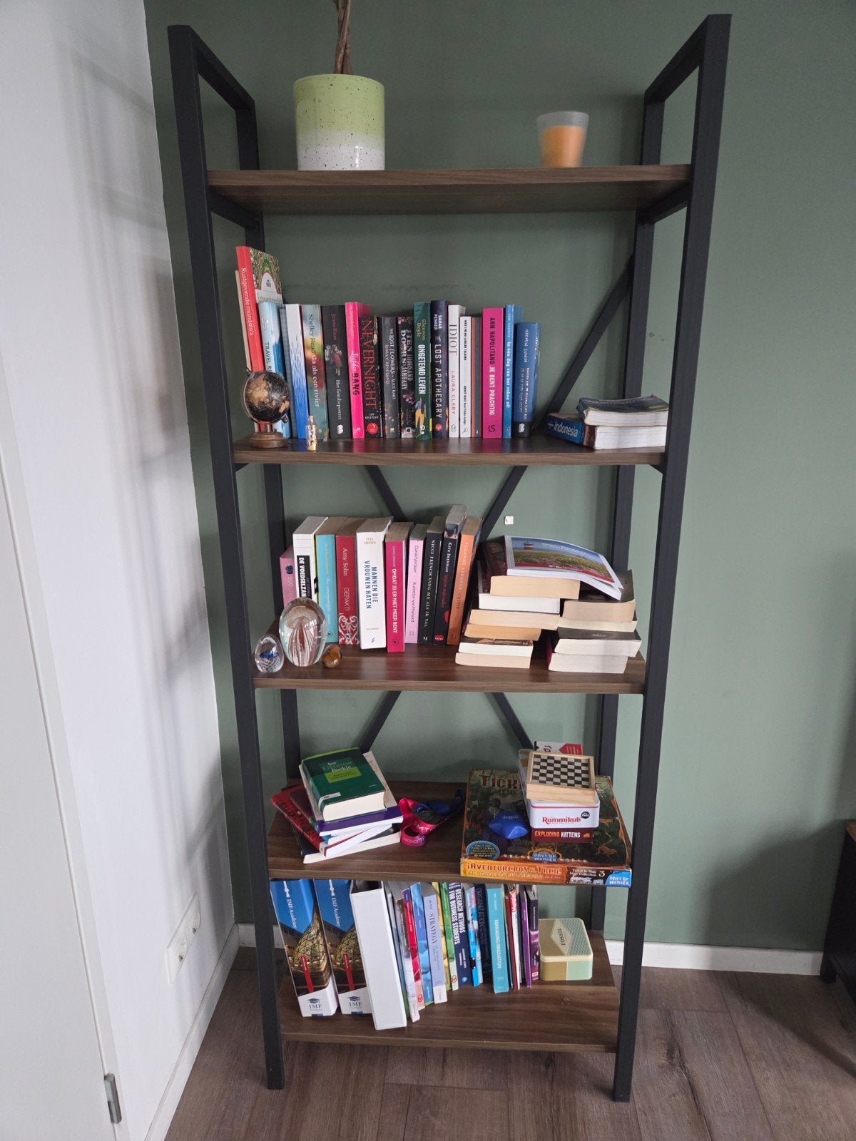 WOOD house Pacific Boekenkast 5 planken 70x35x180 cm, Overige houtsoorten, Met plank(en), Gebruikt, Modern, Industrieel