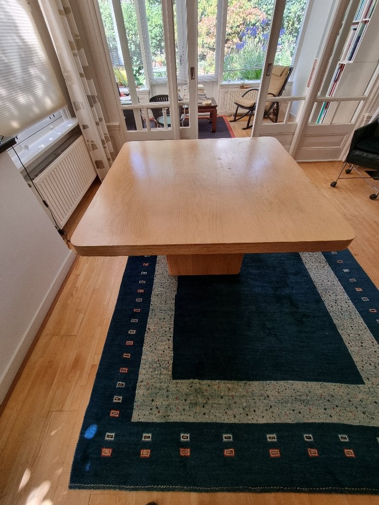 Eettafel Jan des Bouvries, essen, 135x135, design 1978, Huis en Inrichting, Tafels | Eettafels, Ophalen, Gebruikt, Design Jan des Bouvries 1978, essenhout