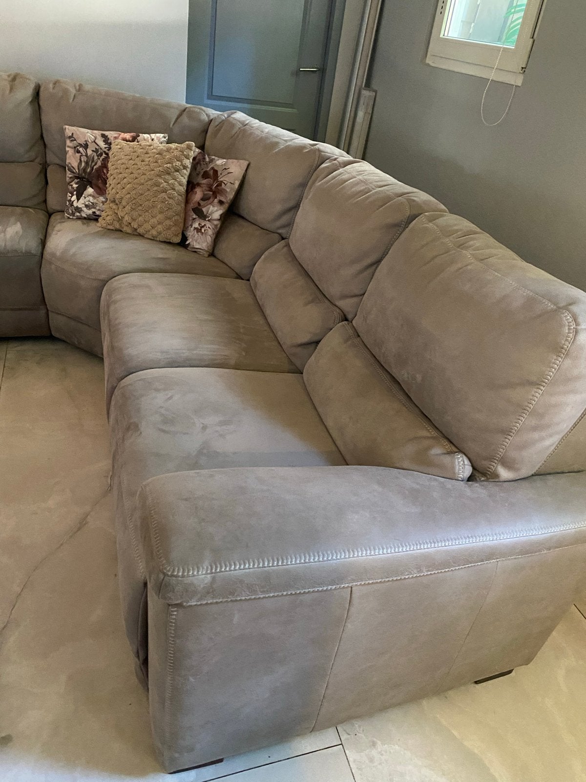 Beige Hoekbank met Relaxfunctie, Ophalen of Verzenden, Gebruikt, Hoekbank, Stof