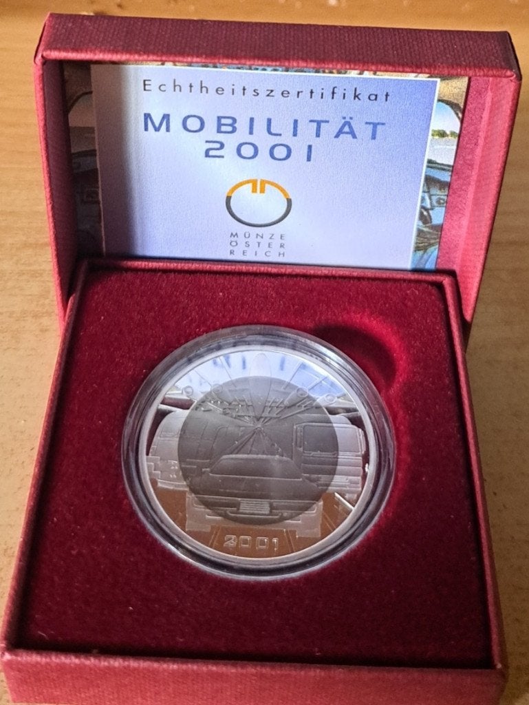 Oostenrijk, 100 Schilling 2001 - zilver met titaniumkern (1), Ophalen of Verzenden, Oostenrijk, Losse munt, Zilver
